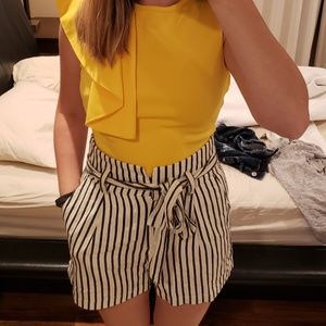 Paper bag striped shorts XS